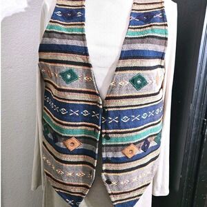 Vintage 80s Jane Ashley Tapestry Vest Women's Med Western Southwest Boho